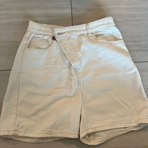 12th tribe, high-rise white denim shorts